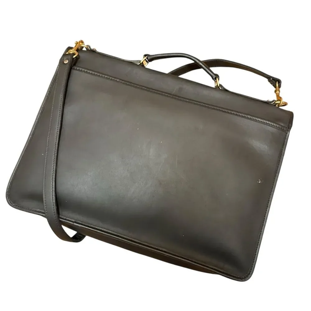 Jack George’s Leather Turnlock Briefcase Travel Bag Messenger Work Bag Black